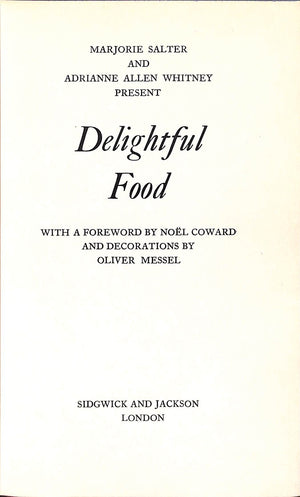 "Delightful Food" 1957 SALTER, Marjorie & Adrianne & WHITNEY, Allen