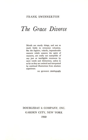 "The Grace Divorce" 1960 SWINNERTON, Frank