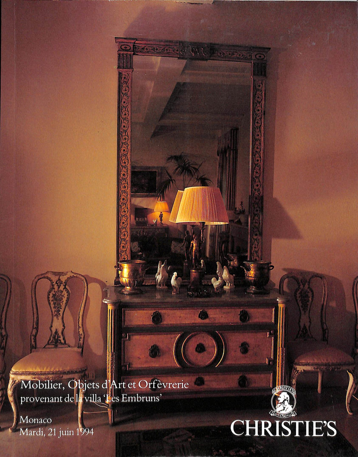 Mobilier, Objets d'Art Et Orfevrerie Provenant De La Villa 'Les Embruns' - 21 Juin 1994 Christie's