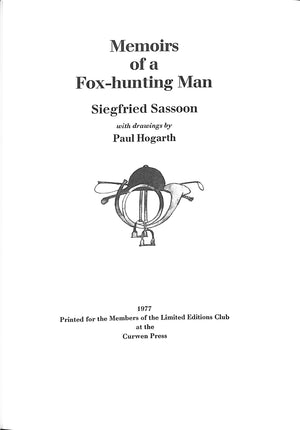 "Memoirs Of A Fox-Hunting Man" 1977 SASSOON, Siegfried
