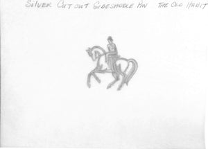 Silver Cut-out Side Saddle Pin Graphite Drawing