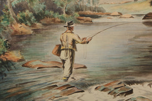 Ralph L. Boyer 1936 Etching w/ Aquatint "After a Big One- Dry Fly Fishing"