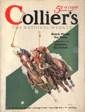 "Collier's Magazine Sept 13th, 1930" w/ Paul Brown Polo Cover Artwork
