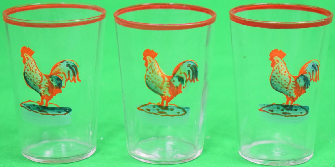 Set of 3 Hand-Painted Rooster Shot Glasses
