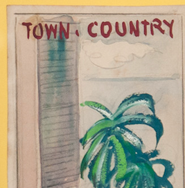 Palm Tree Outside Cottage Window 1950 Watercolour by Reynaldo Luza