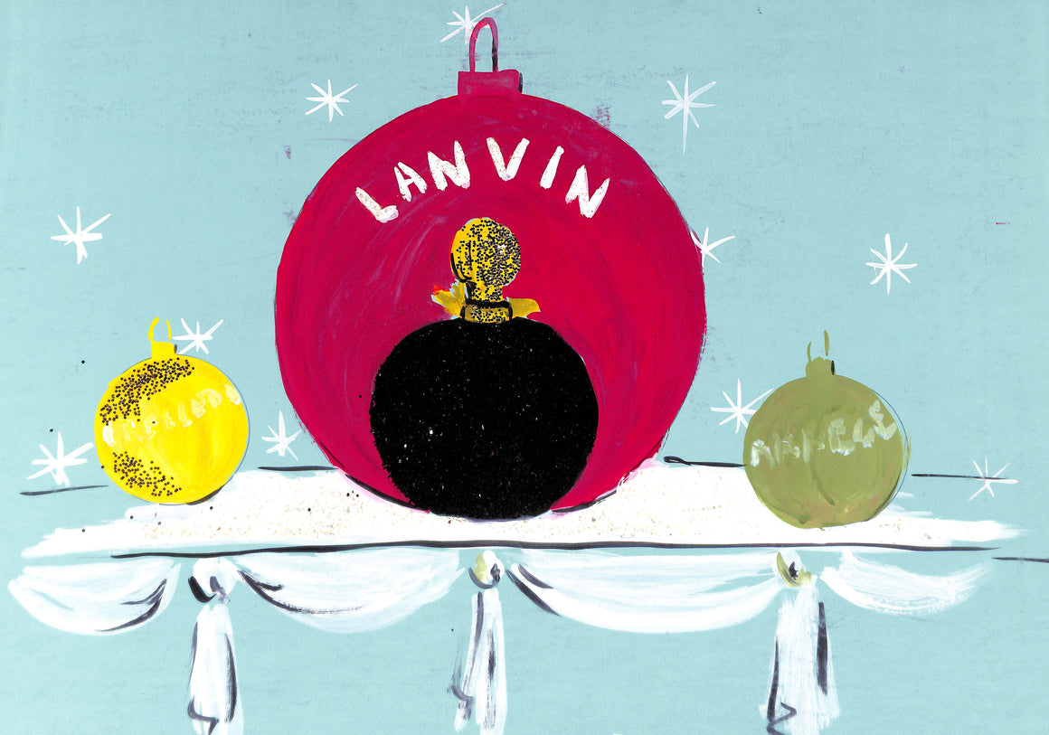Lanvin Of Paris Original Advertising Watercolor Christmas Artwork (SOLD)