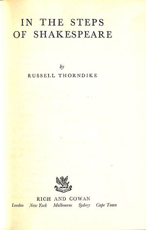 "In The Steps Of Shakespeare" 1951 THORNDIKE, Russell