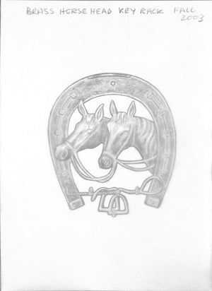 Brass Horse Head Key Rack Fall 2003 Graphite Drawing