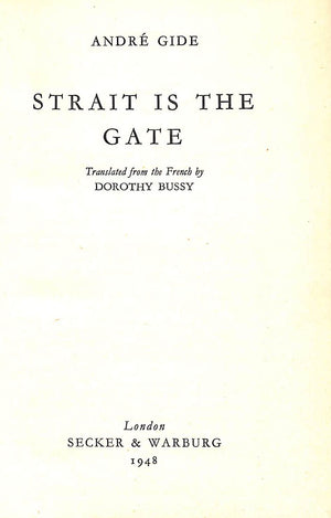 "Strait Is The Gate" 1948 GIDE, Andre