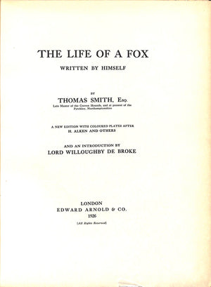 "The Life Of A Fox" 1926 SMITH, Thomas Esq.