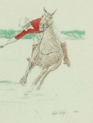 Red Jersey Polo Player c1985 Hand-Colour Print by Lloyd Kelly (b.1946-)