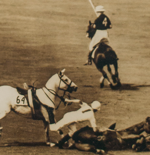 'Polo Mishap on The Field' B&W Framed c.1940's Photo by 'Freudy'