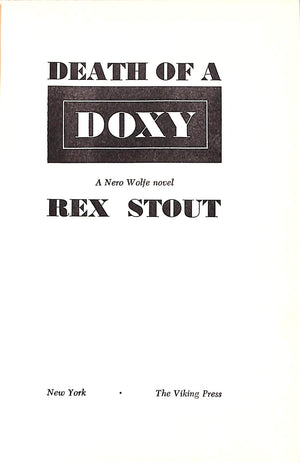 "Death Of A Doxy" 1966 STOUT, Rex