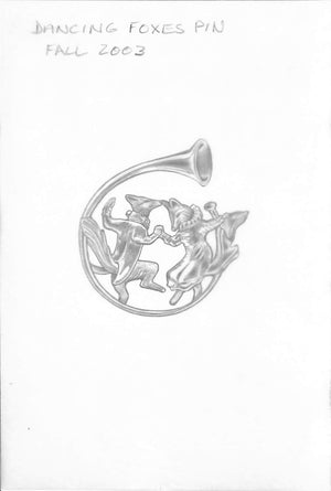 Dancing Foxes Pin Fall 2003 Graphite Drawing