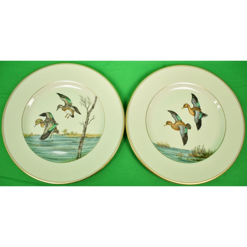 "Two Hand-Painted Waterfowl Dinner Plates By Frank Vosmansky x Abercrombie & Fitch"