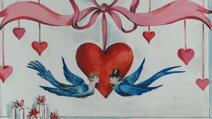 Lanvin of Paris Love Birds c1950s Watercolour