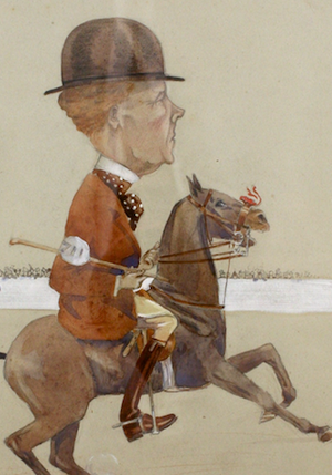 Dapper Equestrian 1915 Watercolour by Wil Mots