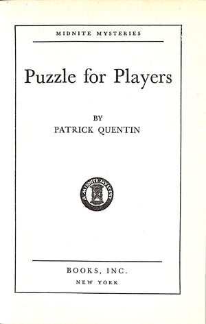 "Puzzle For Players" 1944 QUENTIN, Patrick
