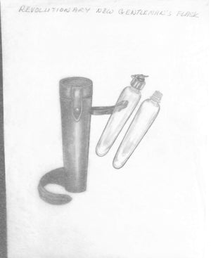 Gentleman's Flask w/ Case Graphite Drawing