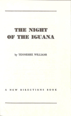 "The Night Of The Iguana" 1961 WILLIAMS, Tennessee