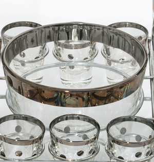 Set of Silver Polka-Dot Pattern c1950s Glassware Bar Set (SOLD)