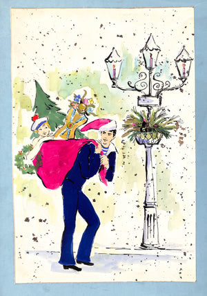 "Lanvin Of Paris Original Advertising Watercolor Christmas Artwork" (SOLD)