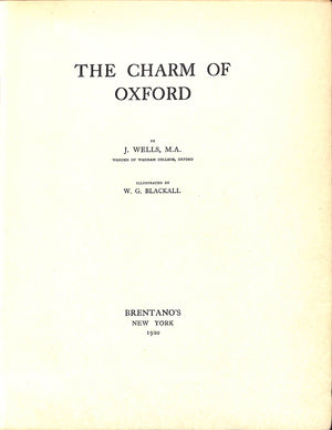 "The Charm Of Oxford" 1920 WELLS, J.  (SOLD)