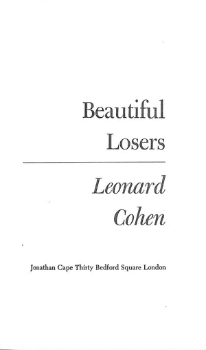 "Beautiful Losers" 1970 COHEN, Leonard