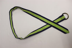 Navy Grosgrain Belt w/ Lime Green Stripe Sz: XL