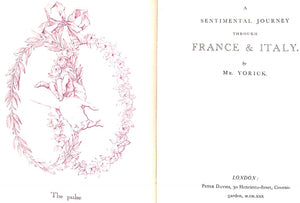"A Sentimental Journey Through France & Italy" 1930 Mr. Yorick, (STERNE, Laurence)