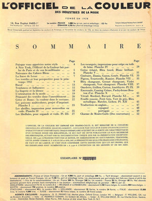 "Lofficiel De La Couleur Des Industries De La Mode" 1952