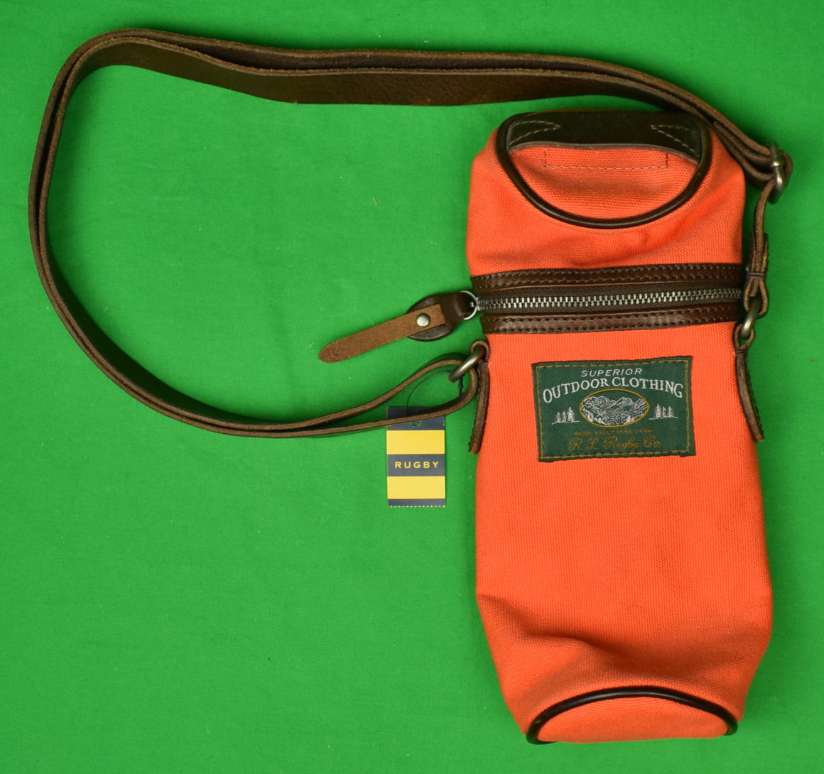 "Rugby Ralph Lauren Orange Zip Canvas Thermos Holder w/ Leather Strap" (New w/ RRL Tag!) (SOLD)