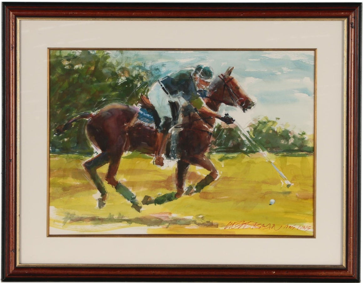 Polo Player Watercolor by Arne Westerman (1927-2017)