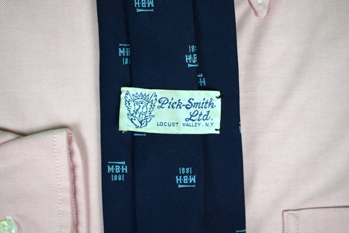 "Meadow Brook Hunt Club Navy Poly Tie w/ MBH 1881 Logo" (SOLD)