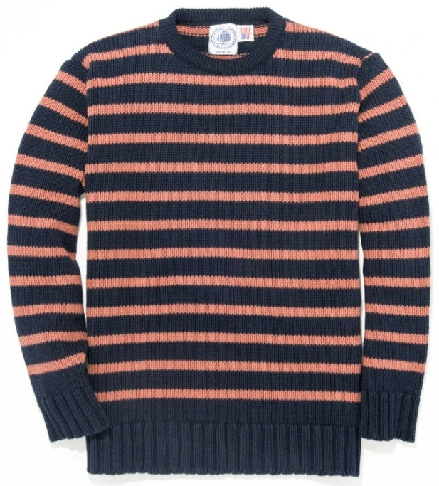 "J. Press Navy Cotton Crewneck w/ Ack Red Stripe Sweater" Sz XL (New w/ JP Tag) (SOLD)