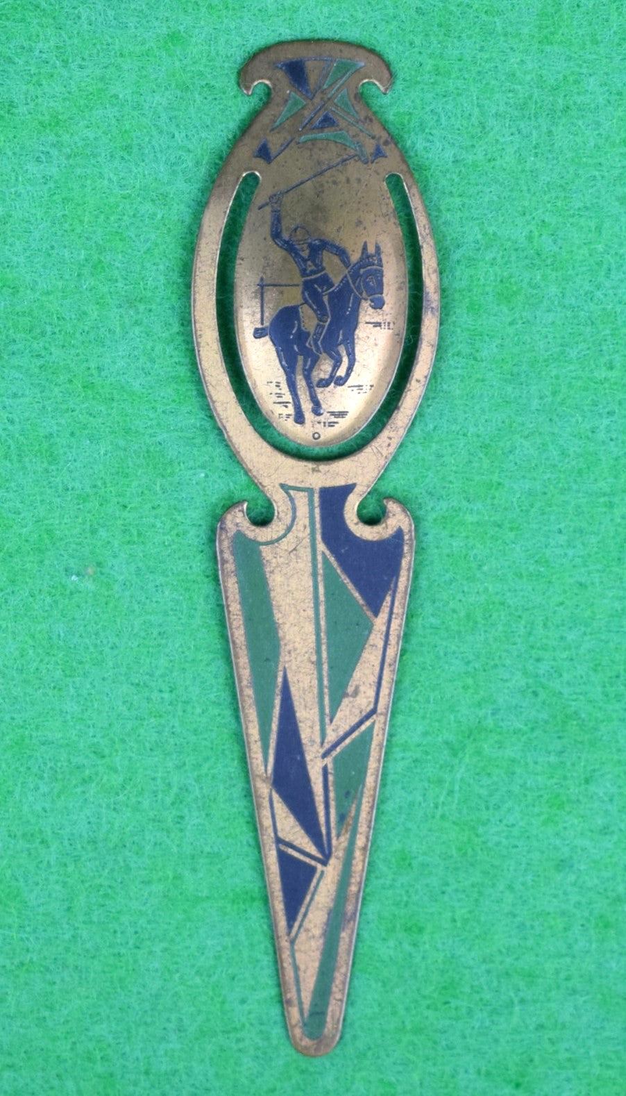 "Brass Art Deco Polo Player Bookmark"