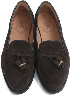 "The Armoury England Hudson Jiro Last Chocolate Suede Tassel Loafers" 6.5 UK (New In Box)