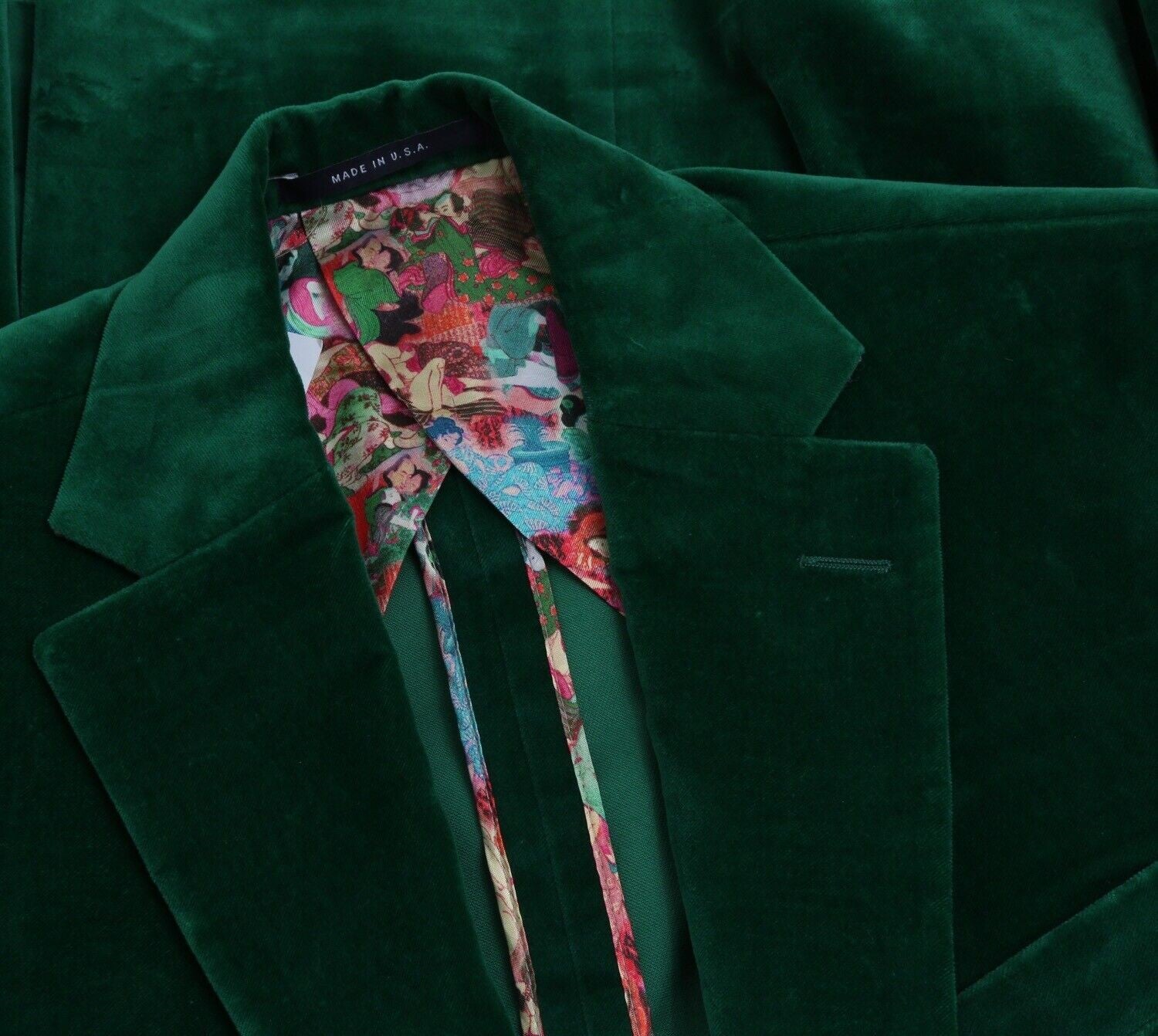 Hickey Emerald Green Velvet Blazer/ Smoking Jacket" Sz 39R Hickey Emerald Green Velvet Blazer/ Smoking Jacket" Sz 39R