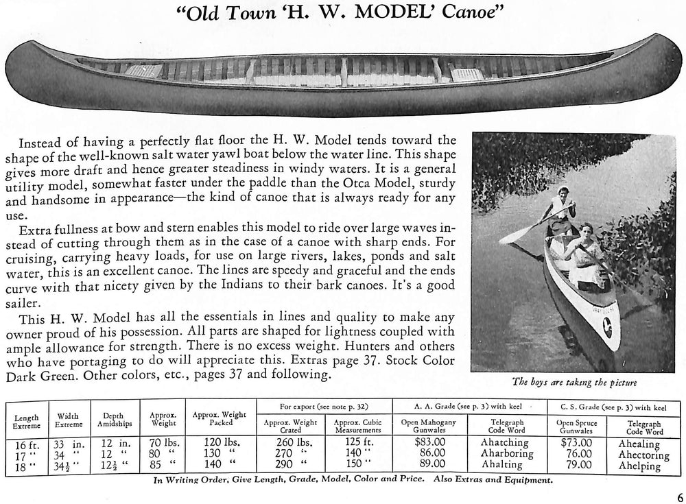 "Old Town Canoes & Boats" 1939 Catalog