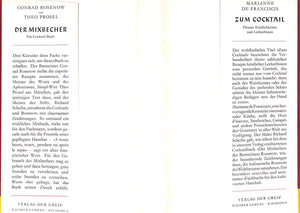 "Der Mixbecher Ein Cocktail-Buch" 1952 ROSENOW, Conrad und PROSEL, Theo