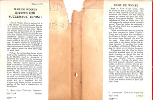 "Elsie De Wolfe's Recipes For Successful Dining" 1934 De Wolfe, Elsie