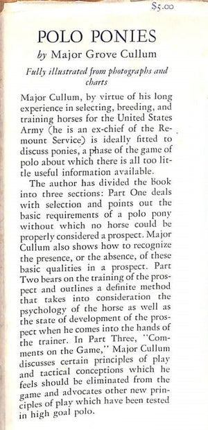 "Selection And Training Of The Polo Pony" 1934 CULLUM, Grove (SOLD)